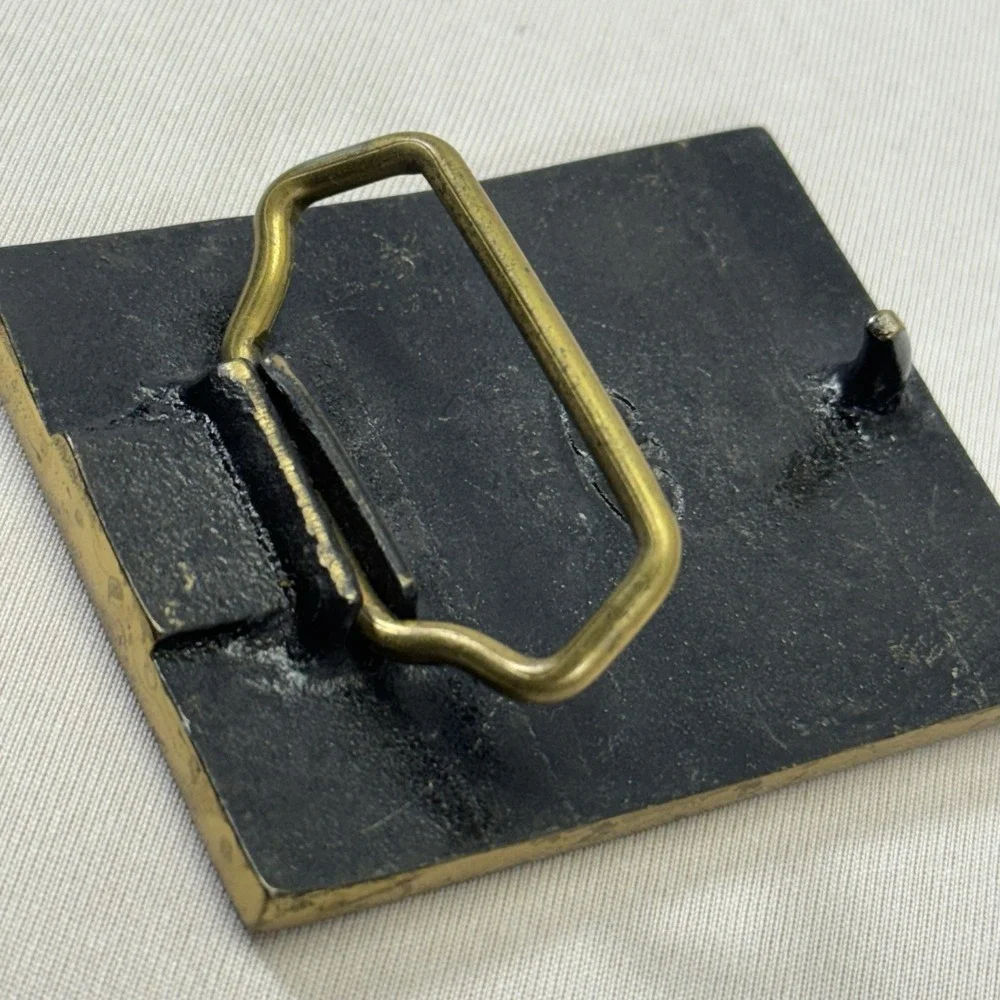 Vintage 1978 BTS Hog Pig Brass Belt‎ Buckle 3x2.25